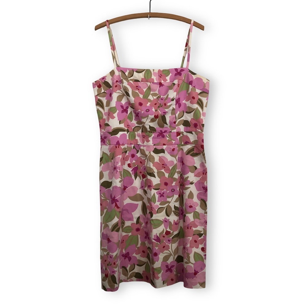 LOFT Ann Taylor Pink Floral Print Spaghetti Strap Dress